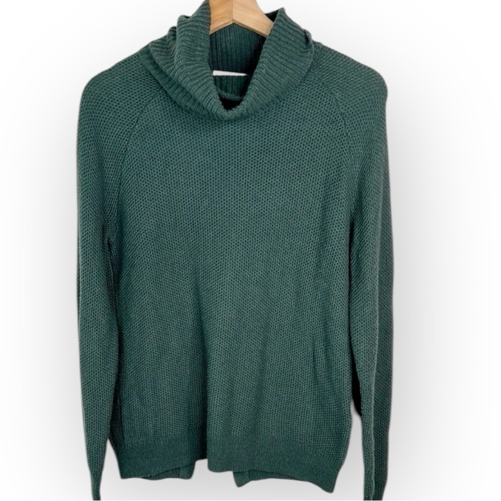 Madewell Women's Green Knit Cowl Neck Pullover Sweater Slit Back XS